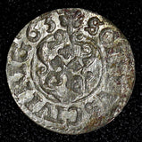 Livonia Riga CARL XI of Sweden (1660-1697)Silver 1663 Solidus,Schilling KM#55(4)