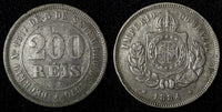 BRAZIL Pedro II Copper-Nickel 1884 200 Reis 32 mm Last Year  KM# 478 (27 812)