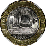 FRANCE 1990 10 Francs Spirit of Bastille NGC MS66 GEM BU KM# 964.1 (042)