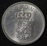 Denmark Frederik IX Copper-nickel 1964 CS 1 Krone 25.5 mm UNC/BU  KM# 851.1 (7)