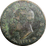 Italian States KINGDOM OF NAPOLEON Copper 1808 B 1 Soldo Bologna C# 3.1 (516)