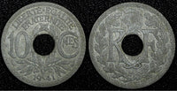 FRANCE  Zinc 1941 10 Centimes WWII Issue ch.XF KM# 897 (24 936)