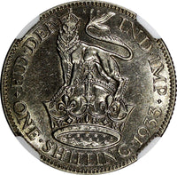 GREAT BRITAIN George V Silver 1933 Shilling NGC AU58 Nice Toned KM# 833 (004)