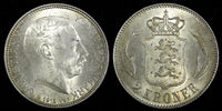 DENMARK Christian X Silver 1915 VBP  AH 2 Kroner ch.UNC Light Toned KM# 820 (81)