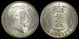 DENMARK Christian X Silver 1915 VBP  AH 2 Kroner ch.UNC Light Toned KM# 820 (81)