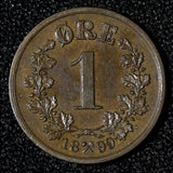 NORWAY Oscar II Bronze 1899 1 ORE Norwegian Lion aUNC KM# 352 (30 095)
