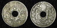 FRANCE Copper-Nickel 1934 5 Centimes KM# 875 (27 737)