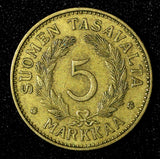 Finland Aluminum-Bronze 1936 S 5 Markkaa KM# 31 (27 715)
