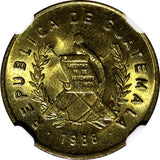 Guatemala Brass 1988 1 Centavo NGC MS65 GEM BU COIN KM# 275.3 (008)