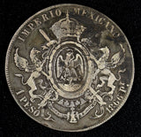 Mexico EMPIRE OF MAXIMILIAN Silver 1866 Pi  Peso SCARCE KM# 388.2 (30 005)