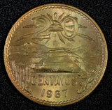 MEXICO  Bronze 1967 Mo 20 Centavos Nice Toned UNC  KM# 440 (27 368)