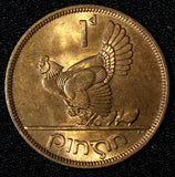 Ireland Republic Bronze 1952 1 Penny hen with chicks GEM BU  KM# 11 (30 090)