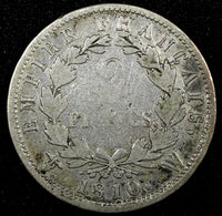 FRANCE Napoleon I Silver 1810 W 2 Francs Lille Mint SCARCE KM# 693.15 (542)