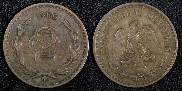 Mexico ESTADOS UNIDOS MEXICANOS Bronze 1906 2 Centavos KM# 419 (27 288)