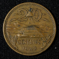 Mexico ESTADOS UNIDOS MEXICANOS Bronze 1943 20 Centavos 1st Year  KM# 439 (581)