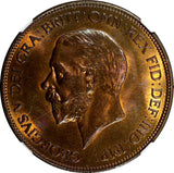 GREAT BRITAIN George V Bronze 1935 1 Penny NGC MS64 RB NICE TONING KM# 838 (06)