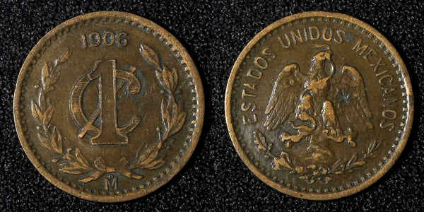 Mexico ESTADOS UNIDOS MEXICANOS Bronze 1906 1 Centavo narrow date KM# 415 (878)