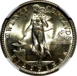 Philippines Silver 1944 D 20 Centavos NGC MS65 Nice GEM BU  KM#182 (026)