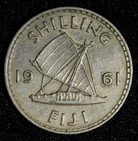Fiji Elizabeth II Copper-Nickel 1961 1 Shilling KM# 23 (27 970)