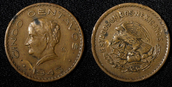 Mexico Bronze 1945 5 Centavos Josefa Ortiz de Domínguez KM# 424 (27 428)