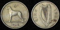 Ireland Copper-Nickel 1960 6 Pence Wolfhound KM# 13a (28 231)