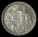 India-British George VI Silver 1942 (B) 1/2 Rupee Bombay ERROR UNC KM# 552 (827)