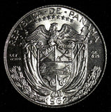 Panama Vasco Núñez de Balboa Silver (.900)  1962 1/4 Balboa GEM BU KM#11.2 (53)
