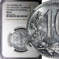 ALGERIA 1916 10 Centimes Chamber of Commerce NGC MS65 TOP GRADED KM# TnA5 (22)