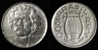 BRAZIL Carlos Gomes Copper-Nickel 1936 300 Reis KM# 538 (27 788)