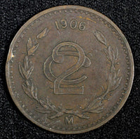 Mexico ESTADOS UNIDOS MEXICANOS Bronze 1906 2 Centavos KM# 419 (27 287)