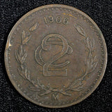 Mexico ESTADOS UNIDOS MEXICANOS Bronze 1906 2 Centavos KM# 419 (27 287)
