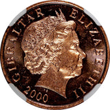 Gibraltar Elizabeth II 2000 2 Pence BU NGC MS65 RD FULL RED KM# 774 (033)