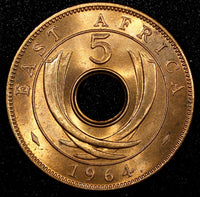East Africa Bronze 1964 5 Cents UNC KM# 39 (24 081)