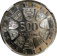 Austria Silver PROOF 1980 500 Schilling NGC PF68 CAMEO TOP GRADED KM# 2948 (26)