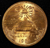 MEXICO  Bronze 1964 Mo 20 Centavos Red Toned GEM BU KM# 440 (27 372)
