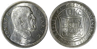 Czechoslovakia Silver 1928 10 Korun 10th Anniver of Independence UNC KM# 12 (34)
