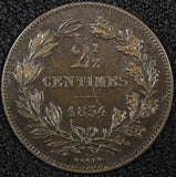 Luxembourg  William III Bronze 1854 2-1/2 Centimes KM# 21 (24 512)