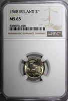Ireland Republic Copper-Nickel 1968 3 Pence NGC MS65 Hare KM# 12a (038)