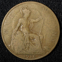 Great Britain George V Bronze 1916 1 Penny KM# 810 (28 287)