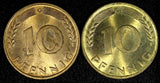 Germany-Federal Republic LOT OF 2 COINS 1966 G,1966 D 10 Pfennig UNC KM# 108 (1)