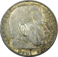 Germany-Third Reich Silver 1936 G 5 Reichsmark Baden-Württemberg Mint KM# 86 (8)