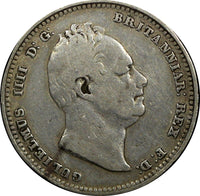 GREAT BRITAIN William IV Silver 1834 1 Shilling KM# 713 (24 159)