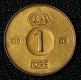Sweden Gustaf VI Adolf Bronze 1956 TS 1 Ore UNC Toned KM# 820 (30 212)
