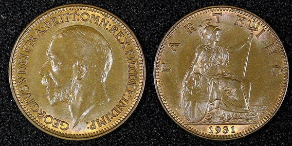 Great Britain George V Bronze 1931 Farthing UNC KM# 825 (27 984)