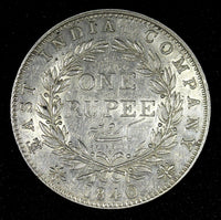 India-British Victoria Silver 1840 (C) Rupee Calcutta mint KM# 457.1 (27 363)