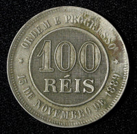 BRAZIL Copper-Nickel 1894 100 Reis 27  mm   KM# 492 (27 815)