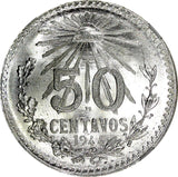 Mexico ESTADOS UNIDOS Silver 1944 M 50 Centavos NGC MS66+ GEM BU KM# 447 (045)