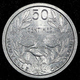 New Caledonia French Union Aluminum 1949 50 Centimes 1 YEAR TYPE UNC KM# 1  (33)