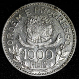 BRAZIL Silver 1913 A  1000 Reis 1 Year Type XF KM# 513 (27 456)