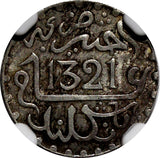 MOROCCO Abd al­ Aziz Silver AH 1321 1903 1/20 Rial London NGC MS63 Y# 18.1 (44)